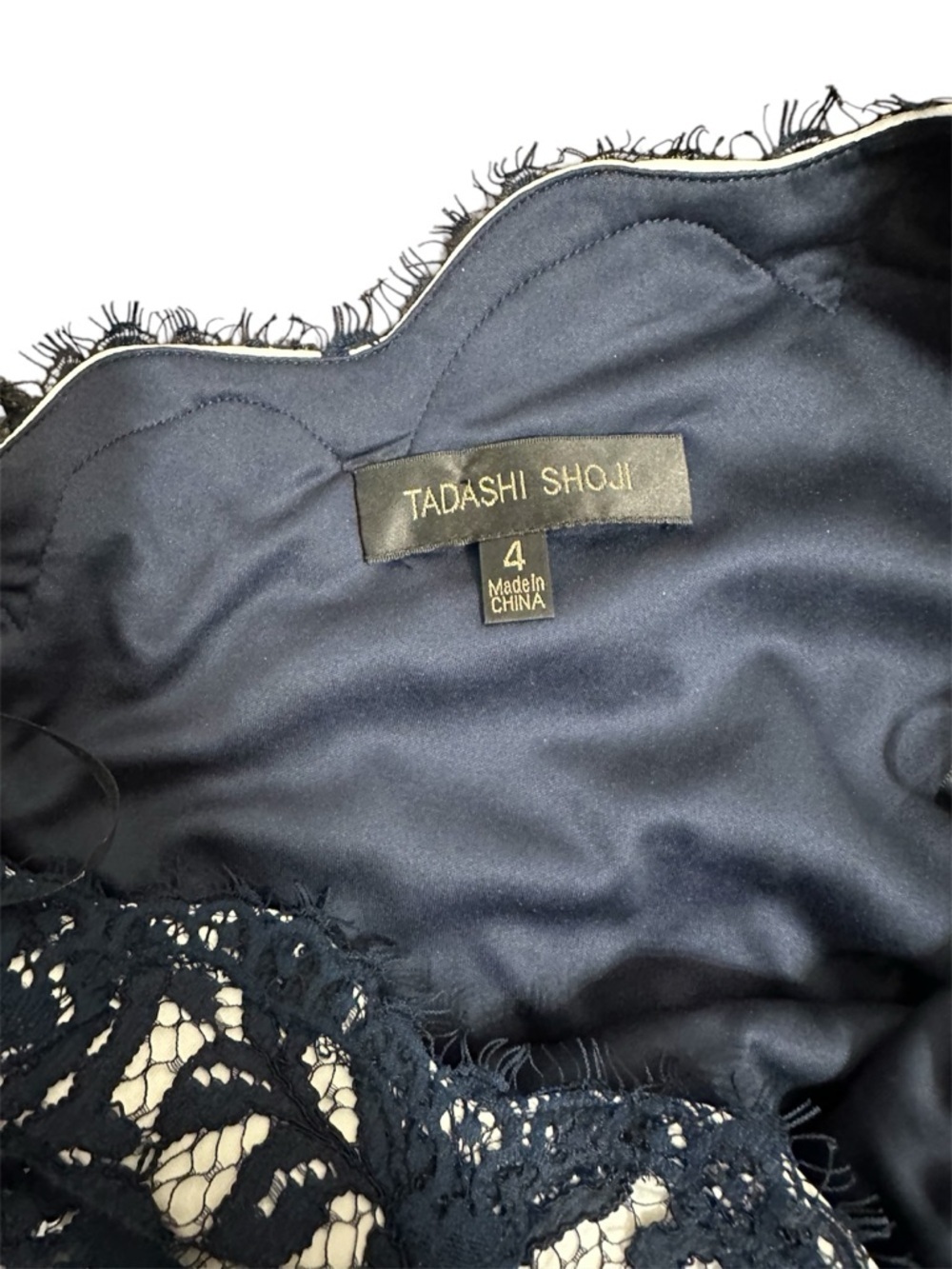 Tadashi Shoji Navy One-Shoulder Lace Sheath Dress - Picture 5 of 9